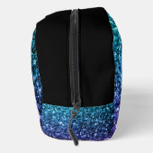 Aqua Blue ombre Imitate Glitzer Glitzern Monogram Waschbeutel (Rechts)