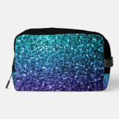 Aqua Blue ombre Imitate Glitzer Glitzern Monogram Waschbeutel (Rückseite)