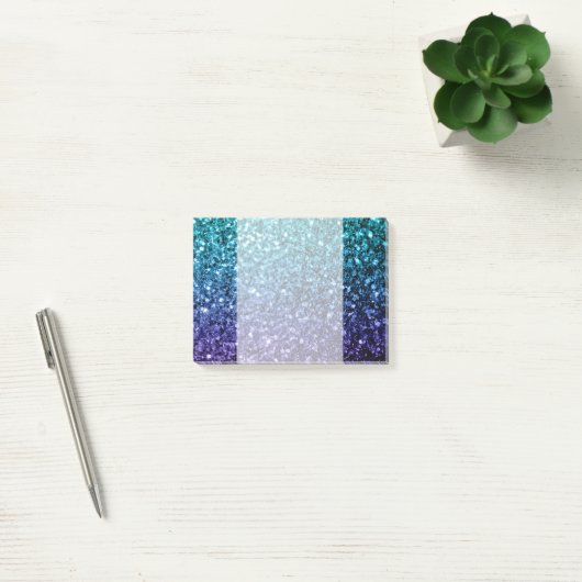 Aqua blue Ombre Imitate Glitzer Glitzern Post-it Klebezettel (Büro)