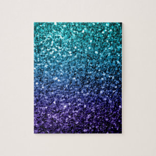 Aqua blue Ombre Imitate Glitzer Glitzern Puzzle