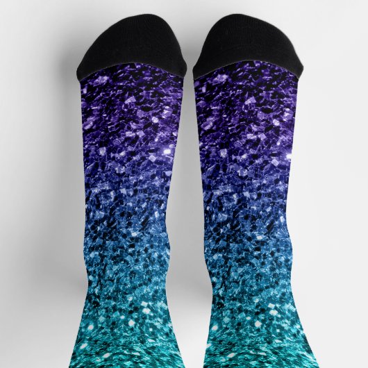 Aqua blue Ombre Imitate Glitzer Glitzern Socken (Oben)