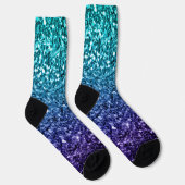Aqua blue Ombre Imitate Glitzer Glitzern Socken (Rechts)