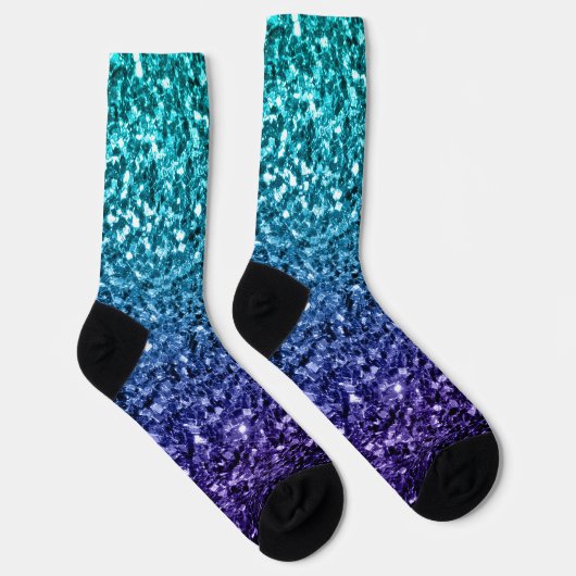 Aqua blue Ombre Imitate Glitzer Glitzern Socken (Rechts)