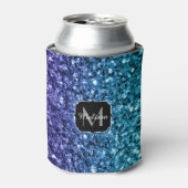 Aqua blue Ombre Imitats Glitzer Glitzern Monogram Dosenkühler (Kanne Vorderseite)