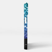 Aqua blue Ombre Imitats Glitzer Glitzern Monogram iPhone Hülle (Rechte Seite)