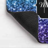 Aqua blue Ombre Imitats Glitzer Glitzern Monogram Mousepad (Ecke)
