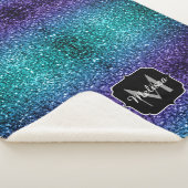 Aqua blue Ombre Imitats Glitzer Glitzern Monogram Sherpadecke (3/4)