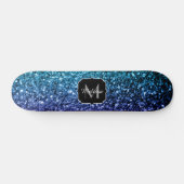 Aqua blue Ombre Imitats Glitzer Glitzern Monogram Skateboard (Horizontal)