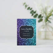 Aqua blue Ombre Imitats Glitzer Glitzern Monogram Visitenkarte (Stehend Vorderseite)