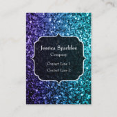 Aqua blue Ombre Imitats Glitzer Glitzern Monogram Visitenkarte (Vorderseite)