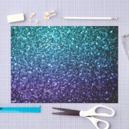 Aqua blue ombre shiny faux glitter sparkles seidenpapier