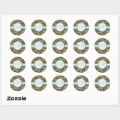 Aqua Blue on Brown Damask Wedding Stickers (Blatt)