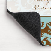 Aqua Blue on Brown Wedding Mousepad Geschenke (Ecke)