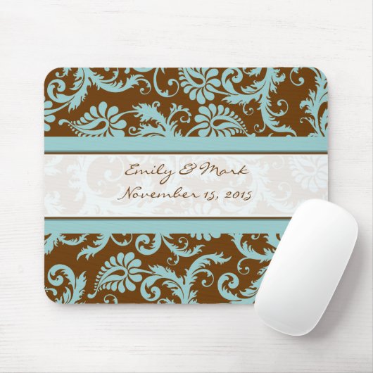 Aqua Blue on Brown Wedding Mousepad Geschenke (Mit Mouse)