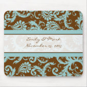 Aqua Blue on Brown Wedding Mousepad Geschenke (Vorne)
