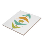 Aqua Blue Orange Green Retro Boomerang Mitte Jahrh Fliese (Seite)