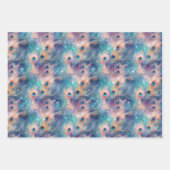 Aqua Blue Painted Peacock Feathers Geschenkpapier Set (Vorderseite 3)
