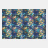 Aqua Blue Painted Peacock Feathers Geschenkpapier Set (Vorderseite)