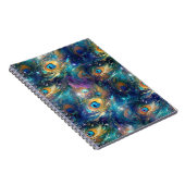 Aqua Blue Painted Peacock Feathers Notizblock (Rechte Seite)