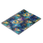 Aqua Blue Painted Peacock Feathers Notizblock (Linke Seite)