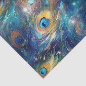 Aqua Blue Painted Peacock Feathers Seidenpapier (Detail)