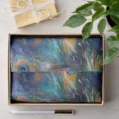 Aqua Blue Painted Peacock Feathers Seidenpapier (Geschenk)