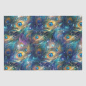 Aqua Blue Painted Peacock Feathers Seidenpapier (Vorderseite)