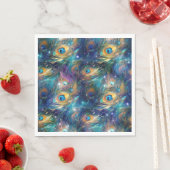 Aqua Blue Painted Peacock Feathers Serviette (Beispiel)