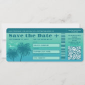 Aqua Blue Palms Imitats Boarding Save the Date Pas Einladung (Vorderseite)
