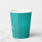 Aqua-Blue-Pärchen mit Seestern Pappbecher (Links)