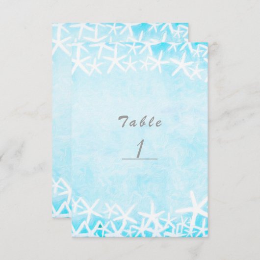 Aqua Blue Party Tischnummer Card (Vorne/Hinten)