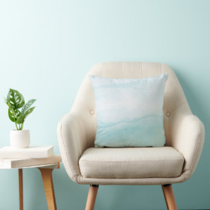 Aqua Blue Pastel Watercolor Ombre Kissen