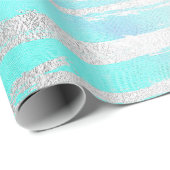 Aqua Blue Pastell Silver Strokes Wasserfarbe Geschenkpapier (Rolleneckpunkt)