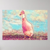 Aqua Blue Peachy Duck Art Deco Poster (Vorne)