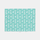 Aqua Blue Personalisiert Name Blanket mit Herz Fleecedecke (Vorderseite (Horizontal))