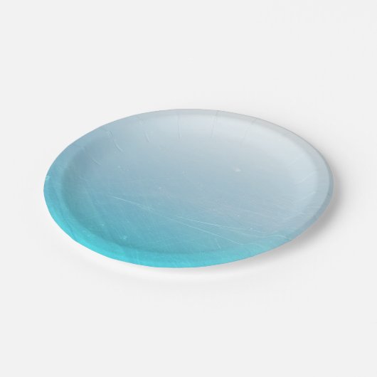 Aqua Blue Personalisiert Wedding Paper Teller (Schrägansicht)