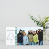 Aqua Blue Pine Tree & Snowflake Frohe Weihnachten (Stehend Vorderseite)