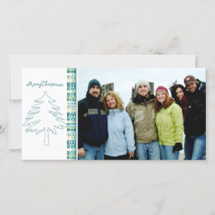 Aqua Blue Pine Tree & Snowflake Frohe Weihnachten