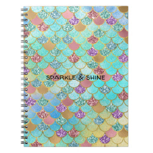Aqua Blue Pink Lila Gold Glitzer Meraid Notizblock