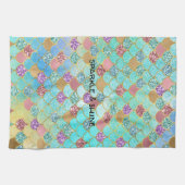 Aqua Blue Pink Lila Gold Glitzer Mermaid Geschirrtuch (Horizontal)