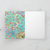 Aqua Blue Pink Lila Gold Glitzer Mermaid Karte (Innenseite)