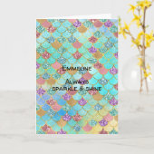 Aqua Blue Pink Lila Gold Glitzer Mermaid Karte (Gelbe Blume)