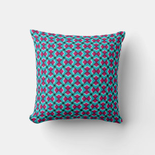 Aqua Blue Pink Moderne Weave Muster Kissen