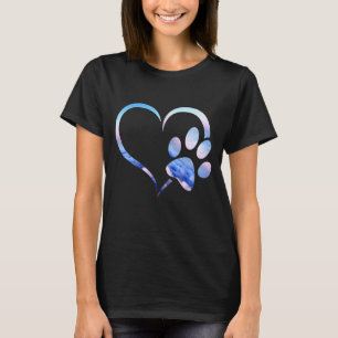 Aqua Blue pink Ombre Dog Paw Prinz Herz für Hunde T-Shirt