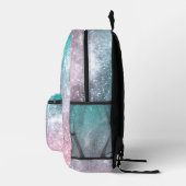 Aqua Blue Pink ombre Sea Galaxy abstrakt Bedruckter Rucksack (Rechts)