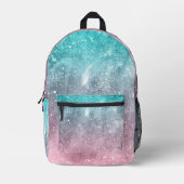 Aqua Blue Pink ombre Sea Galaxy abstrakt Bedruckter Rucksack (Vorderseite)