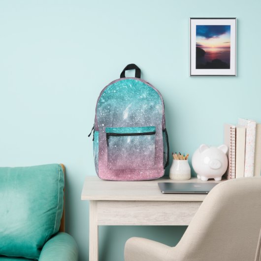 Aqua Blue Pink ombre Sea Galaxy abstrakt Bedruckter Rucksack (InSitu)