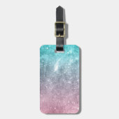 Aqua Blue Pink ombre Sea Galaxy abstrakt Gepäckanhänger (Vorderseite vertikal)