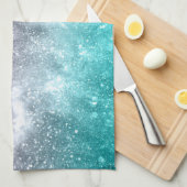 Aqua Blue Pink ombre Sea Galaxy abstrakt Geschirrtuch (Viertel Falte)