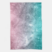 Aqua Blue Pink ombre Sea Galaxy abstrakt Geschirrtuch (Vertikal)